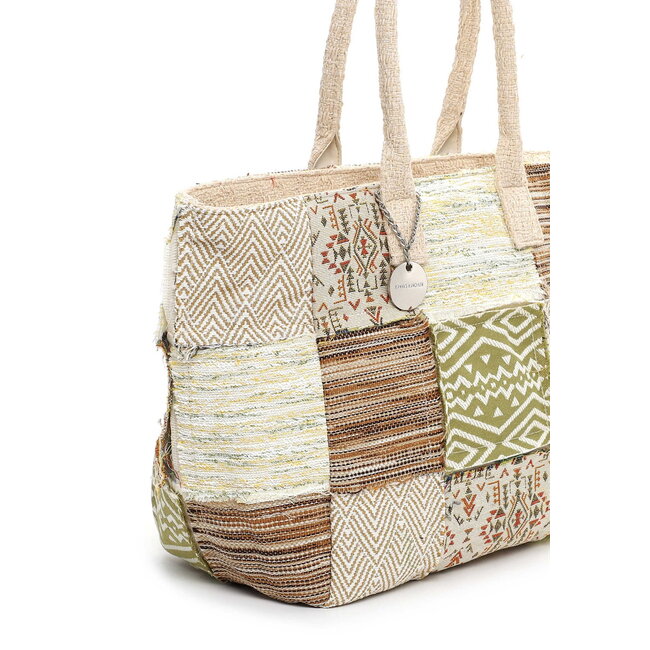 Emily & Noah Shopper 'Janneke' - Taupe Patchwork