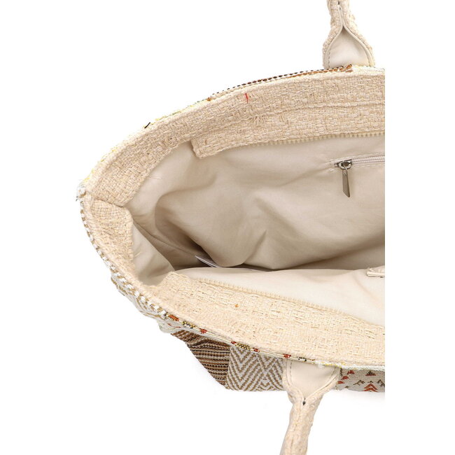 Emily & Noah Shopper 'Janneke' - Taupe Patchwork