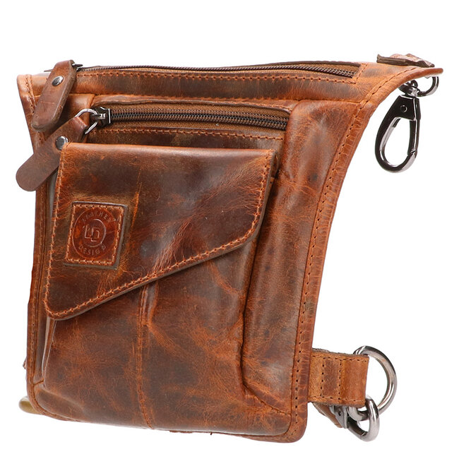 Leather Design 'Mark' Heuptas & Motortas met Beenband - Hunter Leer