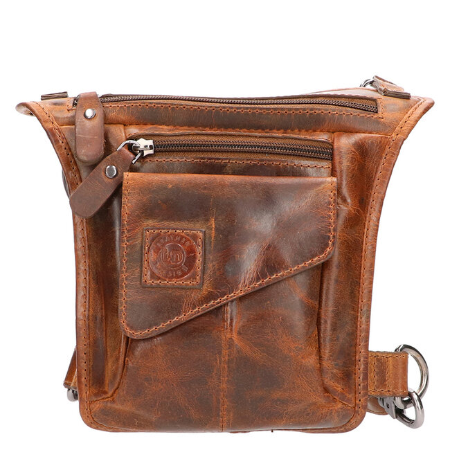 Leather Design 'Mark' Heuptas & Motortas met Beenband - Hunter Leer