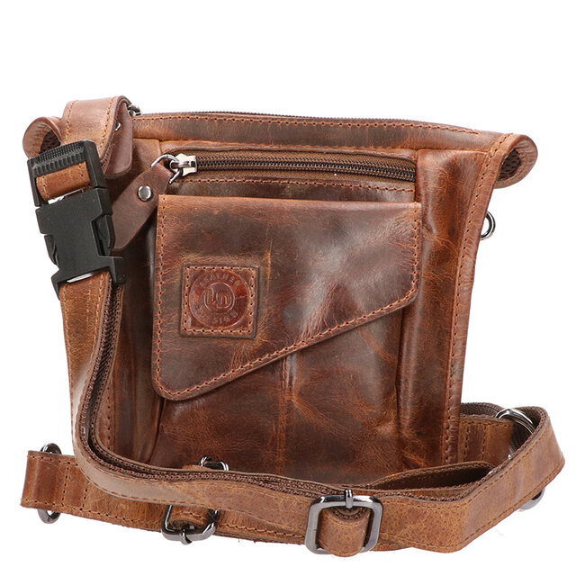 Leather Design 'Mark' Heuptas & Motortas met Beenband - Hunter Leer