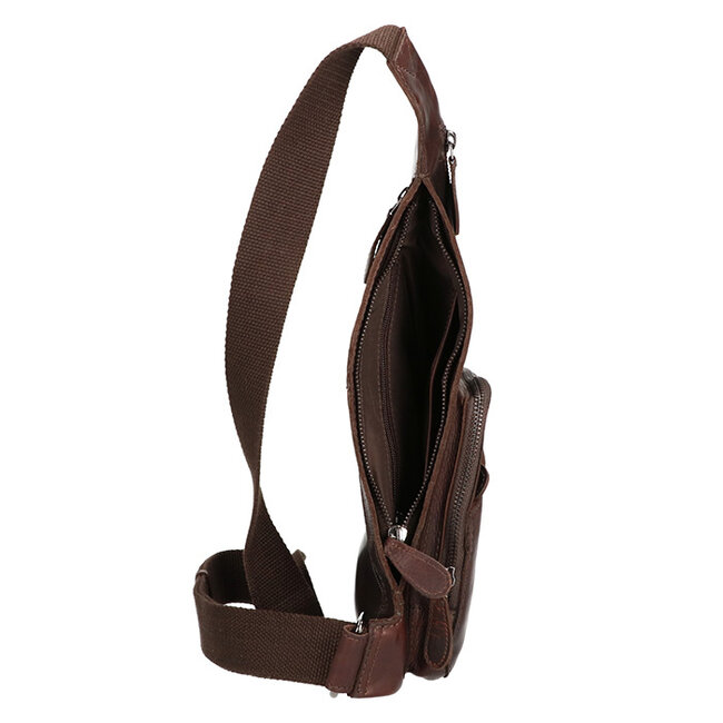 Leather Design Crossbody 'Laurus' Gewaxed Leer - Donkerbruin