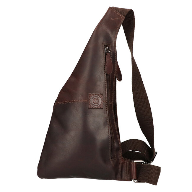 Leather Design Crossbody 'Laurus' Gewaxed Leer - Donkerbruin