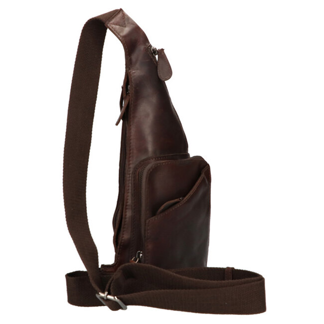 Leather Design Crossbody 'Laurus' Gewaxed Leer - Donkerbruin