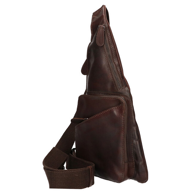 Leather Design Crossbody 'Laurus' Gewaxed Leer - Donkerbruin