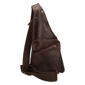 Leather Design Crossbody 'Laurus' Gewaxed Leer - Donkerbruin