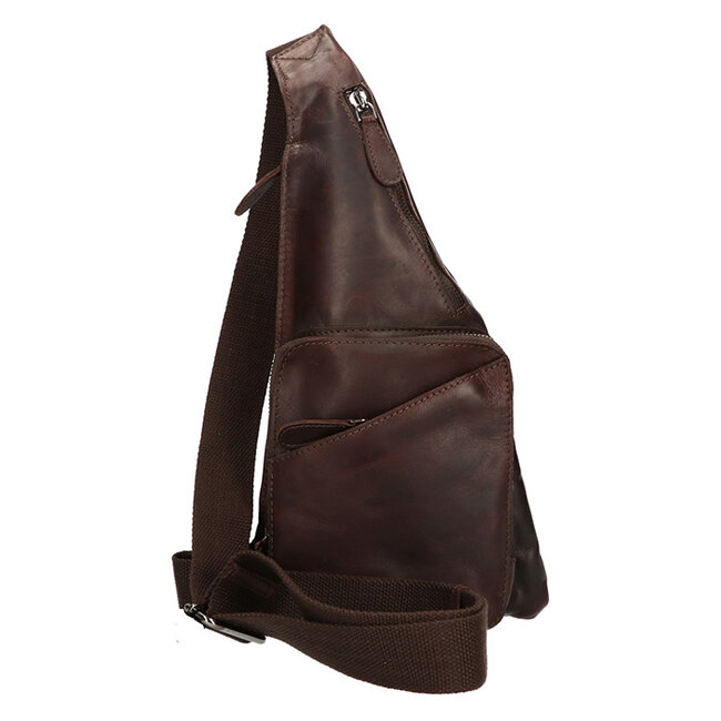 Leather Design Crossbody 'Laurus' Gewaxed Leer - Donkerbruin