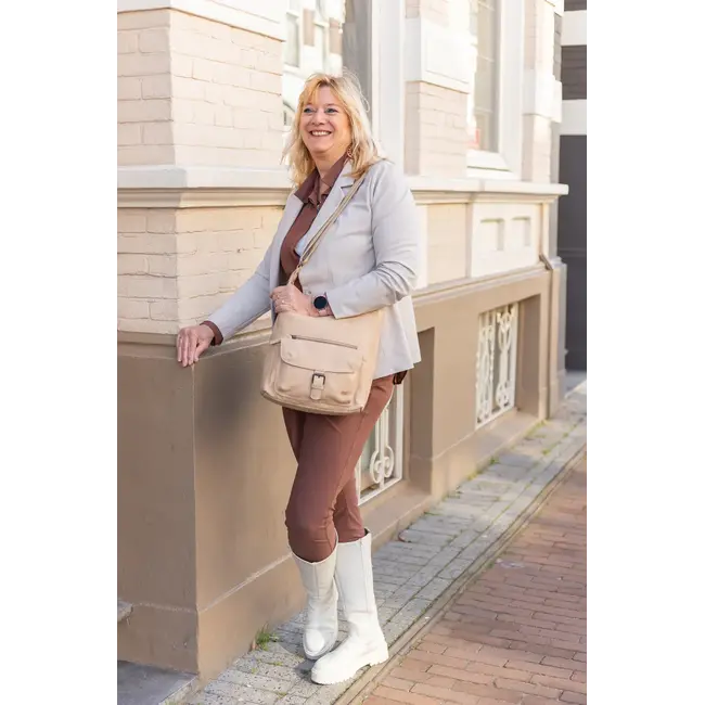 Bear Design Schoudertas 'Anna' Baltic Beige - Cow Lavato Collectie