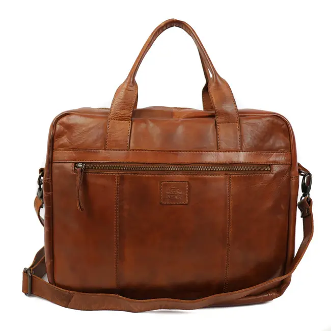 Bear Design  Laptoptas 'Hugo'  Cognac - Cow Lavato Collectie