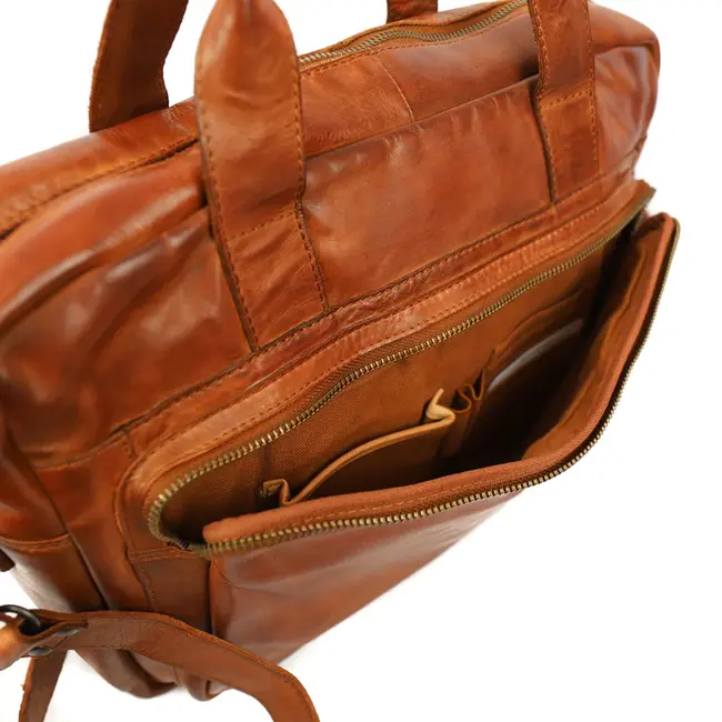 Bear Design  Laptoptas 'Hugo'  Cognac - Cow Lavato Collectie