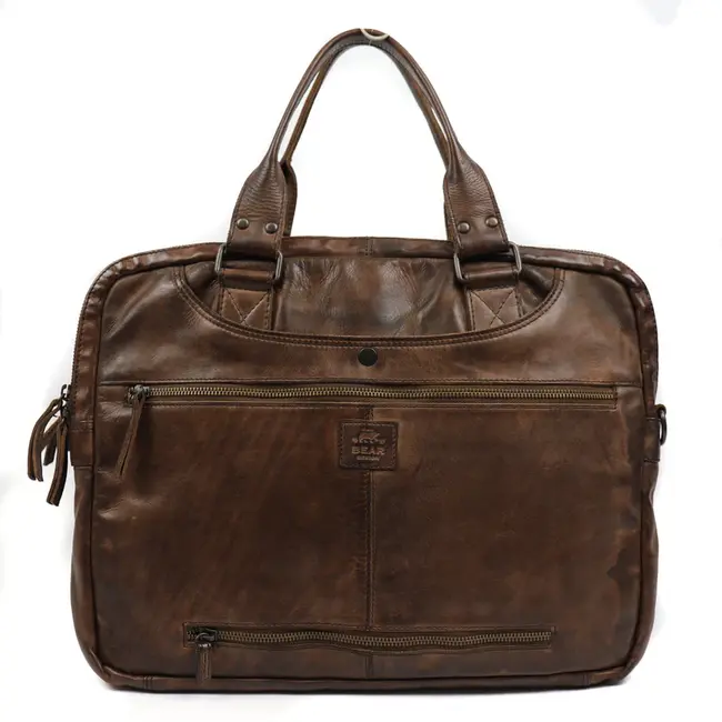 Bear Design Laptoptas 'Leandro'  Bruin - Cow Lavato Collectie