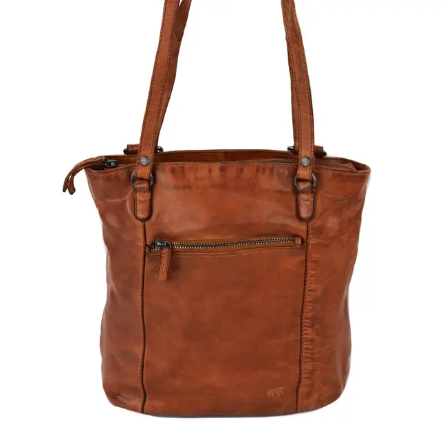 Bear Design 2 in 1 Rugzak/Schoudertas 'Sandy'  Cognac - Cow Lavato Collectie