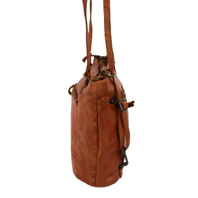 Bear Design 2 in 1 Rugzak/Schoudertas 'Sandy'  Cognac - Cow Lavato Collectie