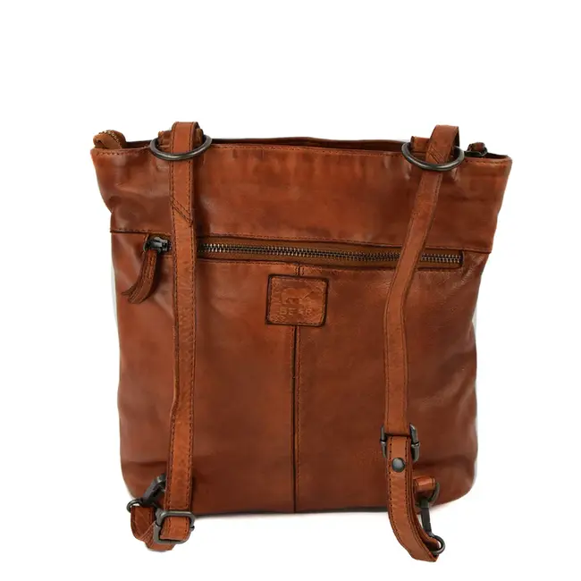 Bear Design 2 in 1 Rugzak/Schoudertas 'Sandy'  Cognac - Cow Lavato Collectie