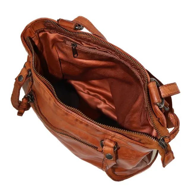 Bear Design 2 in 1 Rugzak/Schoudertas 'Sandy'  Cognac - Cow Lavato Collectie