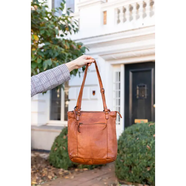 Bear Design 2 in 1 Rugzak/Schoudertas 'Sandy'  Cognac - Cow Lavato Collectie