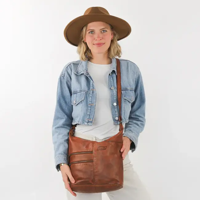 Bear Design  Schoudertas 'Frieda' Cognac Cow Lavato Collectie