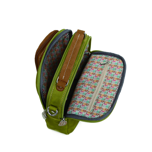 Hi-di-Hi 'Little Climber' Crossbody Bag L.Green/Cognac LCL03