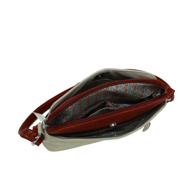 Hi-di-Hi 'Whistle' Schoudertas Beige/Red/Cognac WH05
