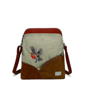 Hi-di-Hi 'Whistle' Schoudertas Beige/Red/Cognac WH05