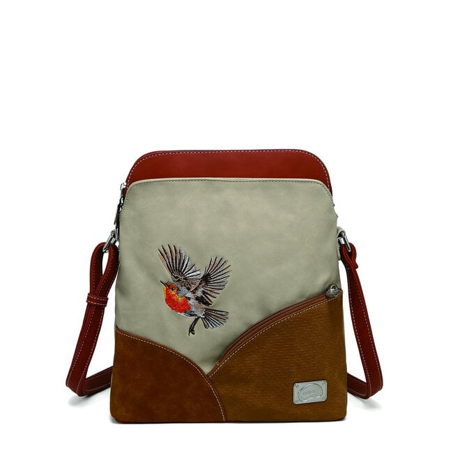 Hi-di-Hi 'Whistle' Schoudertas Beige/Red/Cognac WH05