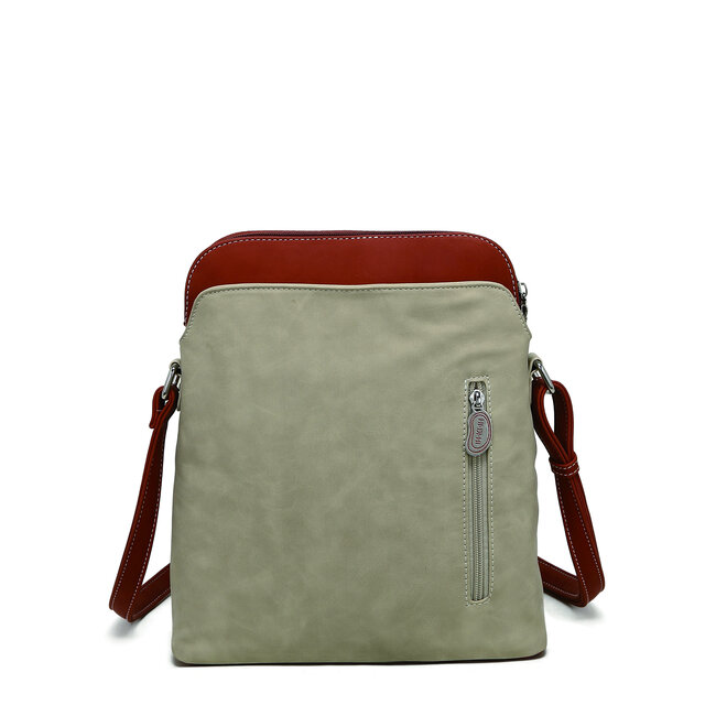 Hi-di-Hi 'Whistle' Schoudertas Beige/Red/Cognac WH05