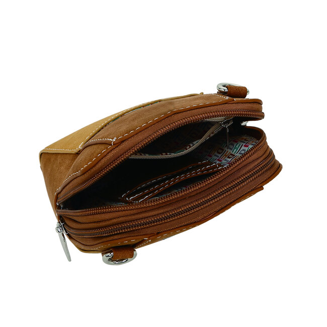 Hi-di-Hi 'Little Paradise' Crossbody Bag Cognac/Peach LP16