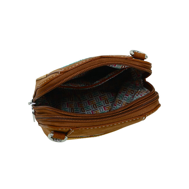 Hi-di-Hi 'Little Paradise' Crossbody Bag Cognac/Peach LP16