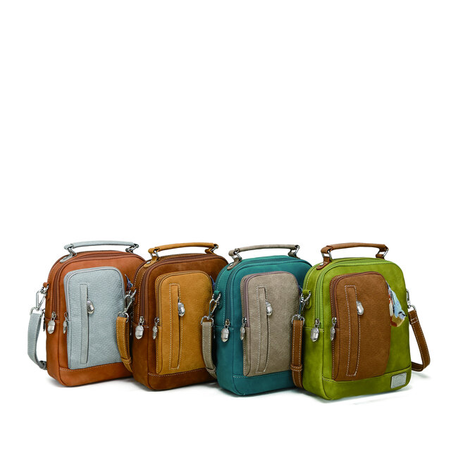 Hi-di-Hi 'Little Paradise' Crossbody Bag L.Green/Cognac LP15