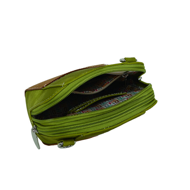 Hi-di-Hi 'Little Paradise' Crossbody Bag L.Green/Cognac LP15