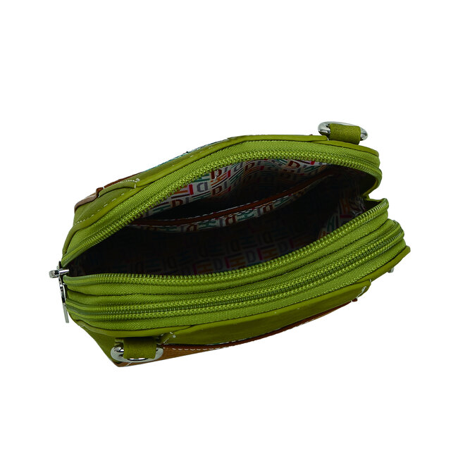 Hi-di-Hi 'Little Paradise' Crossbody Bag L.Green/Cognac LP15