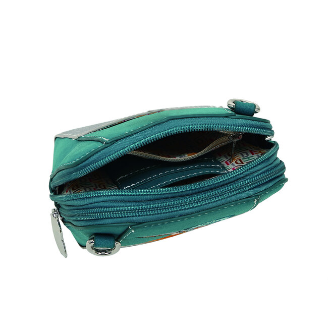 Hi-di-Hi 'Little Paradise' Crossbody Bag Petrol/L.Grey LP14