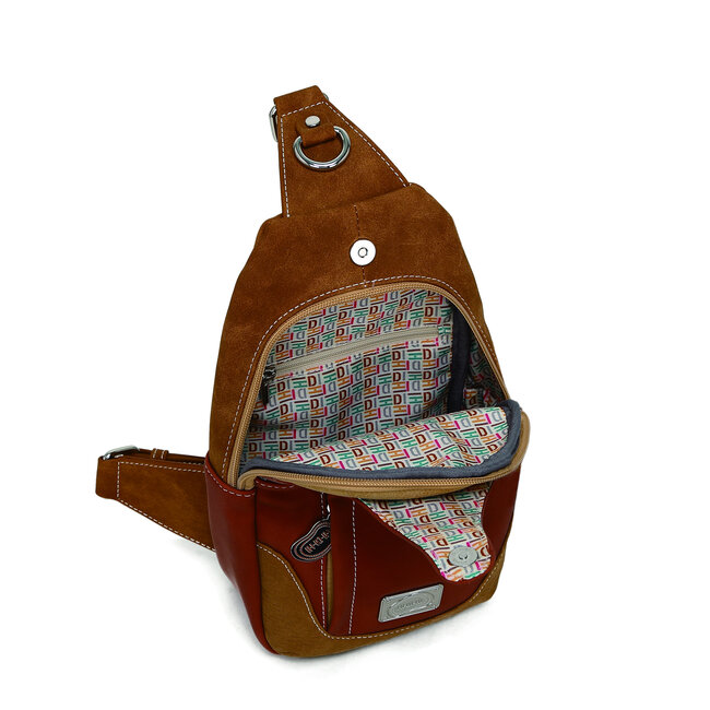 Hi-di-Hi Rugzak/Sling-bag 'Carol' Cognac/Red - CL29