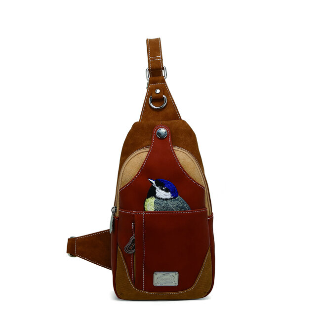 Hi-di-Hi Rugzak/Sling-bag 'Carol' Cognac/Red - CL29