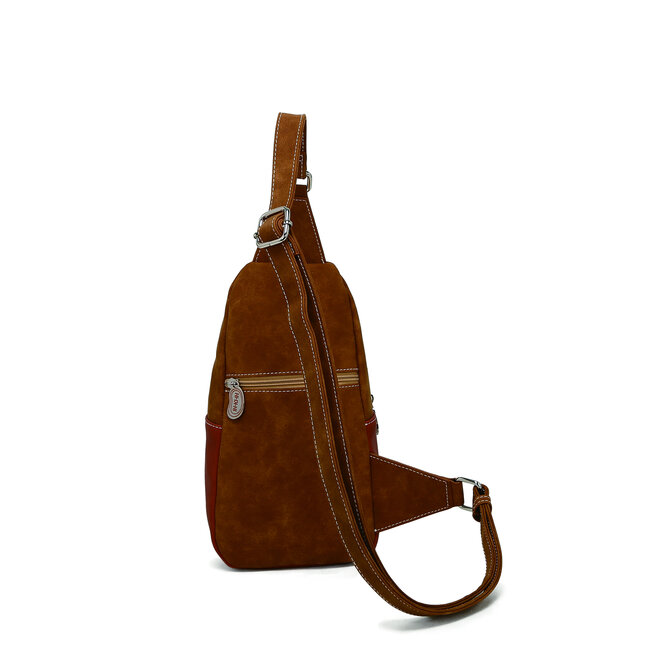 Hi-di-Hi Rugzak/Sling-bag 'Carol' Cognac/Red - CL29