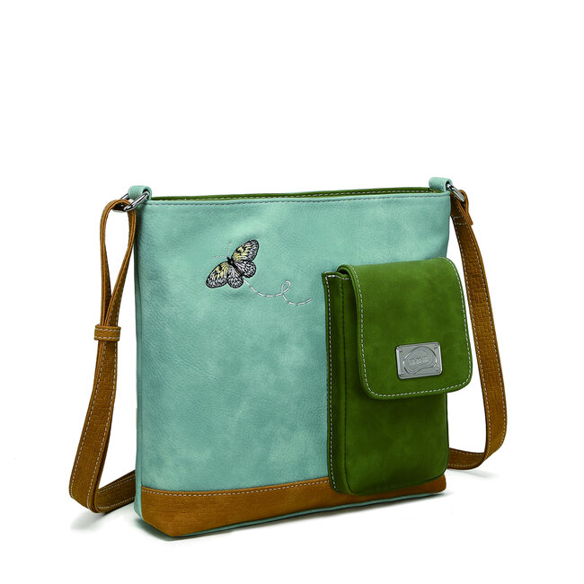 Hi-di-Hi 'Quack' Crossbody Bag L.Blue/Green/Peach QU08