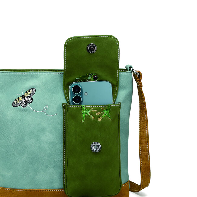 Hi-di-Hi 'Quack' Crossbody Bag L.Blue/Green/Peach QU08