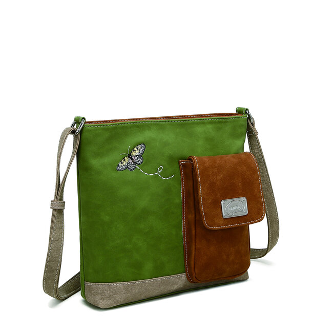 Hi-di-Hi 'Quack' Crossbody Bag Green/Cognac/Beige QU06