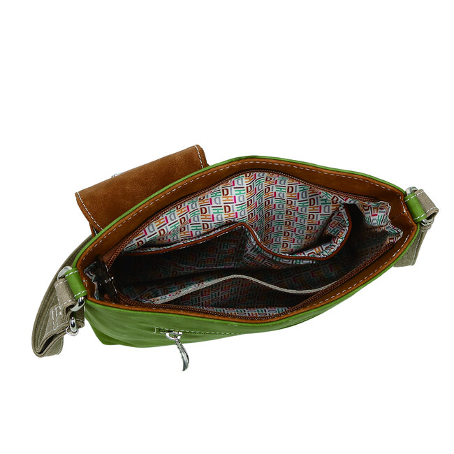 Hi-di-Hi 'Quack' Crossbody Bag Green/Cognac/Beige QU06