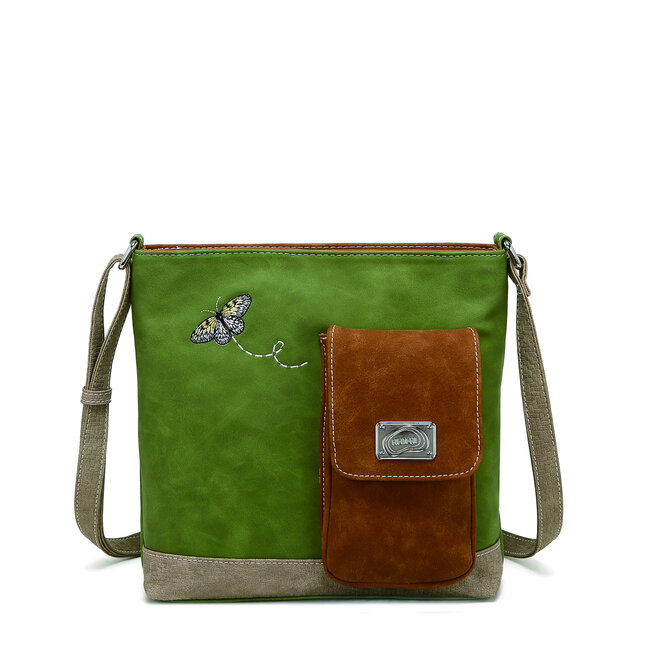 Hi-di-Hi 'Quack' Crossbody Bag Green/Cognac/Beige QU06