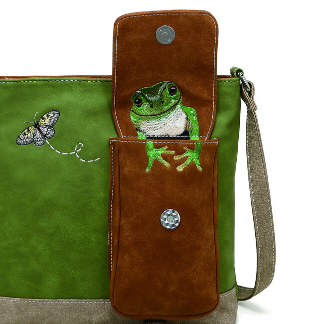 Hi-di-Hi 'Quack' Crossbody Bag Green/Cognac/Beige QU06