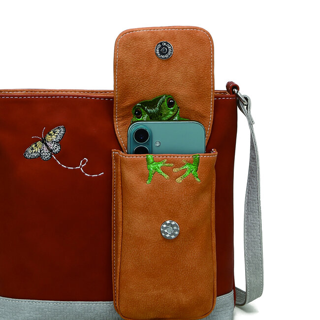 Hi-di-Hi 'Quack' Crossbody Bag Red/Orange/L. Grey QU05
