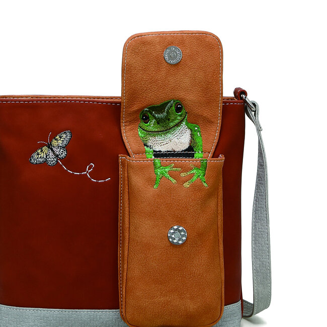 Hi-di-Hi 'Quack' Crossbody Bag Red/Orange/L. Grey QU05