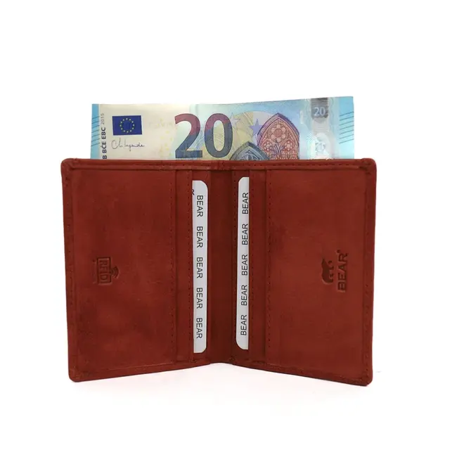 Bear Design Pasjeshouder met briefgeldvak 'Cas' Rood