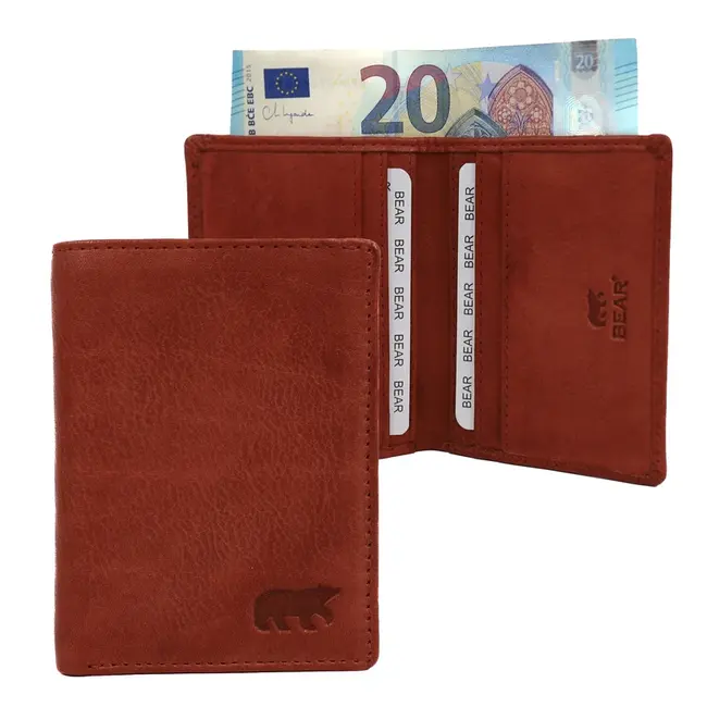 Bear Design Pasjeshouder met briefgeldvak 'Cas' Rood