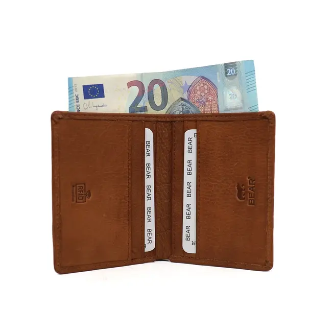 Bear Design Pasjeshouder met briefgeldvak 'Cas' Cognac