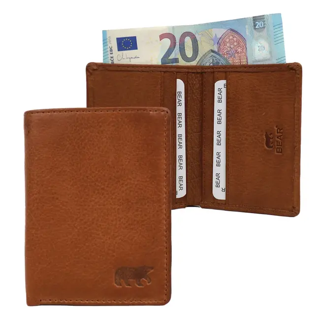 Bear Design Pasjeshouder met briefgeldvak 'Cas' Cognac