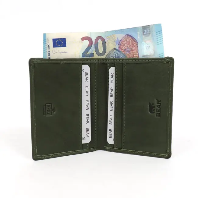 Bear Design Pasjeshouder met briefgeldvak 'Cas' Groen