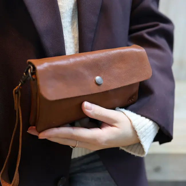 Bear Design Clutch/Mini schoudertasje 'Lydia' Cognac
