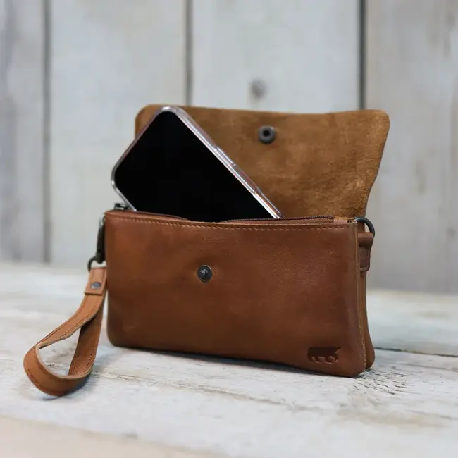Bear Design Clutch/Mini schoudertasje 'Lydia' Cognac